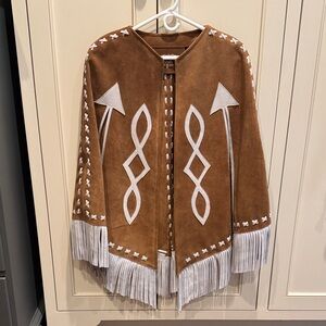 Western & Co. Suede Fringe Cape NEW